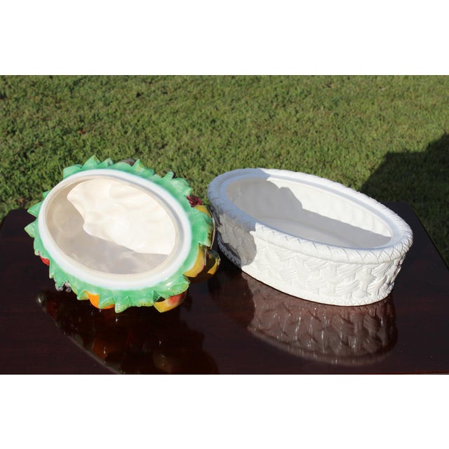 White Bordallo Pinheiro Ceramic Fruit Basket Serving Dish For Sale - Image 8 of 15