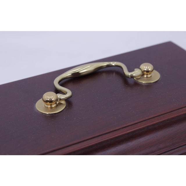 Brown Virginia Metalcrafters Mahogany Rectangular Tea Caddy Jewelry Box For Sale - Image 8 of 14