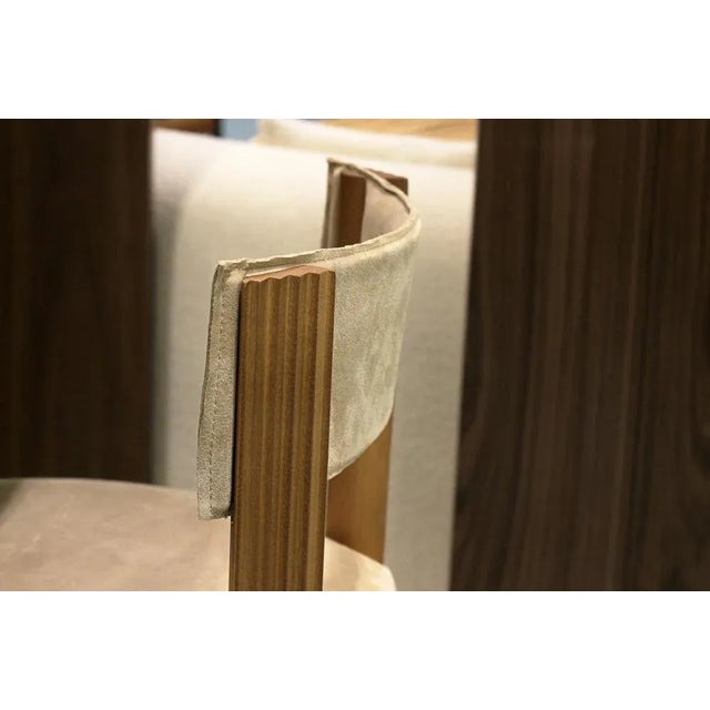 111 represents all the lines incesed in the surface of the solid wood. 111 - 21st Century European Chair Cream Fabric with...