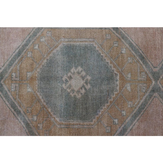 Textile Turkish Vintage Oushak Runner With Medallions and Soft Pastel Colors 3'6 X 12'6 For Sale - Image 7 of 10