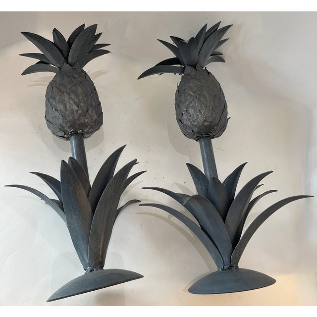 French Vintage Chic Metal Pineapple Candle Holders, APair Chairish