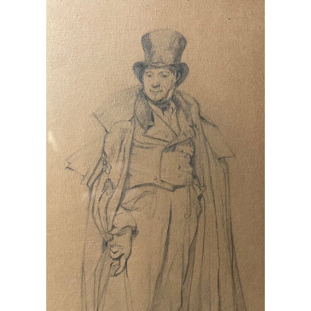 Realism Antique 19th Century Original Dorothy Hammond Mason Man Realism Drawing Sketch For Sale - Image 3 of 13