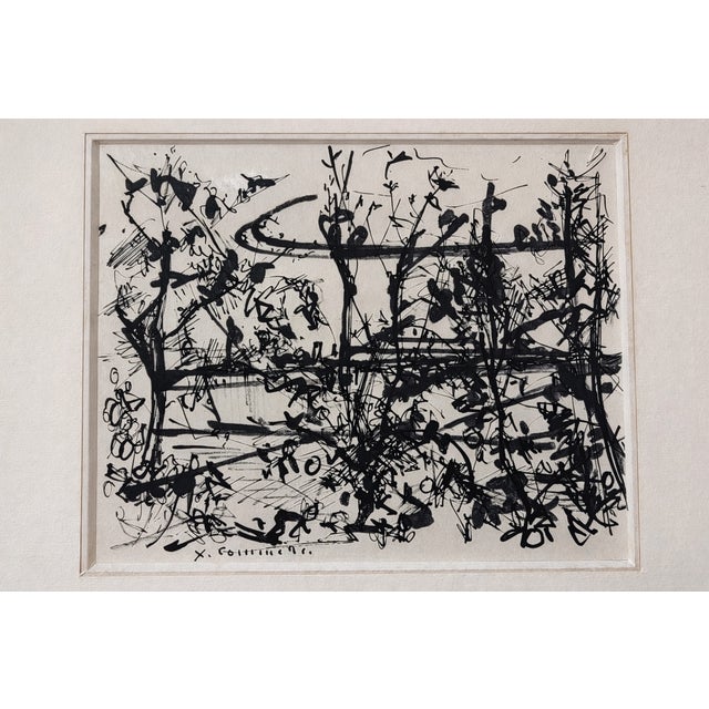 Yves Commere, Abstract Chinese Scene, Ink Drawing on Paper, 20th Century For Sale - Image 3 of 7