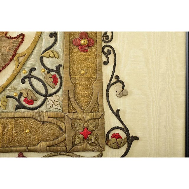 Renaissance French 19th Century Raised Gold Embroidery of Madonna & Child For Sale - Image 3 of 12