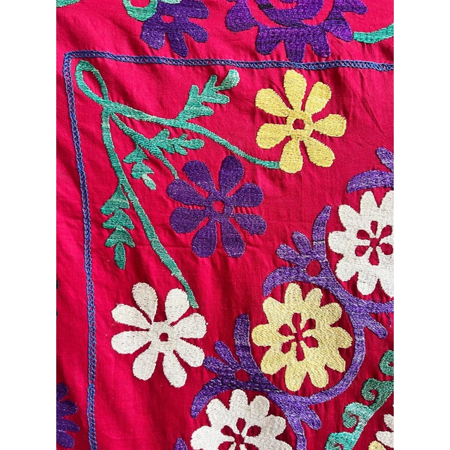 Mid 20th Century Mid 20th Century Vintage Colorful Suzani Textile For Sale - Image 5 of 5