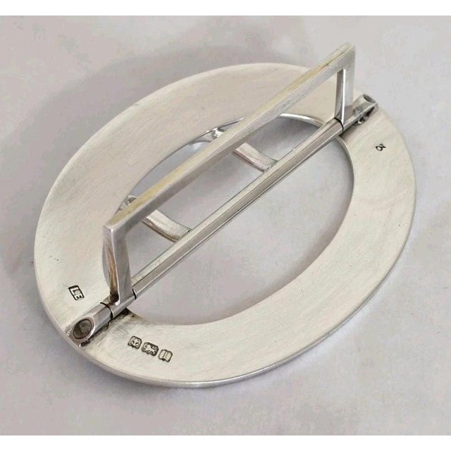 Antique Edwardian Sterling Silver Guilloché Enamel Buckle, 1910 For Sale - Image 14 of 18