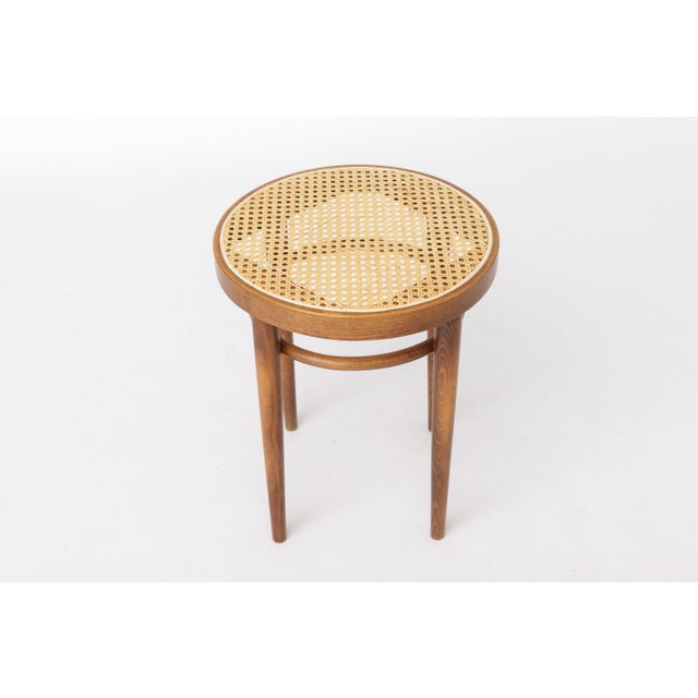 Mid-Century Modern Beech Bentwood Stool with Vienna Cane Seat, 1950s For Sale - Image 3 of 9