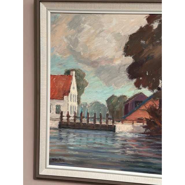 Helge Andersson, Coastal Village, 1965, Oil on Panel, Framed For Sale - Image 8 of 18