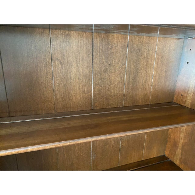 Late 20th Century Ethan Allen Georgian Court Cherry Georgian Secretaire With Drop Front Desk/Chest and Bookcase/Curio Top For Sale - Image 9 of 12