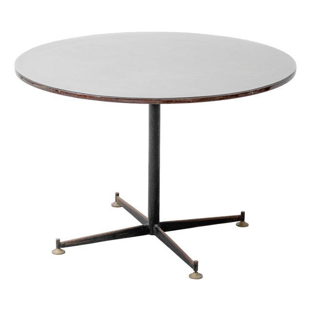 Round Table in Wood, Glass and Metal, 1970s For Sale
