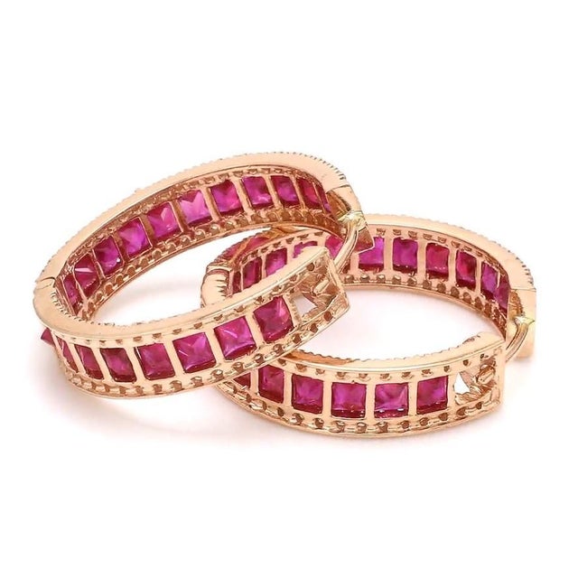 6.56 cts Natural ruby and 1.33 cts diamond earring in 14k gold For Sale - Image 14 of 18