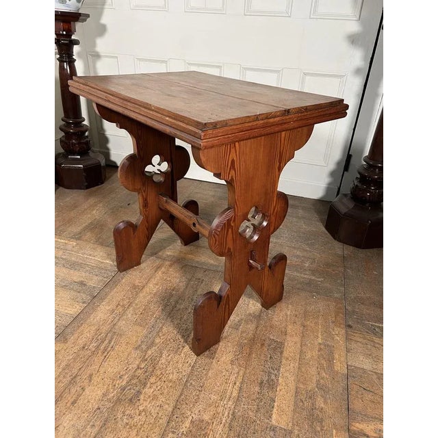 19th Century Gothic Pine Side Table, 1890s For Sale - Image 6 of 9