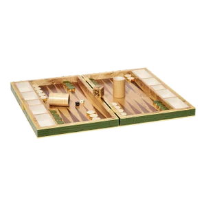 AERIN Faux Croc Leather Backgammon Set with Dice, Verde