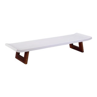 Paul Frankl for Johnson Furniture Company Mid Century Cork and Mahogany Coffee Table Bench For Sale