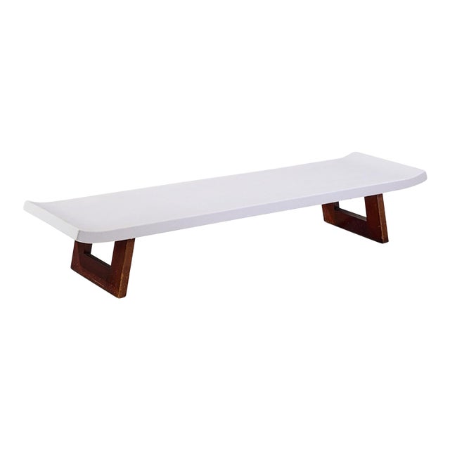 Paul Frankl for Johnson Furniture Company Mid Century Cork and Mahogany Coffee Table Bench For Sale