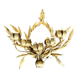 Vintage Regency Laurel Leaf Wall Sconce For Sale