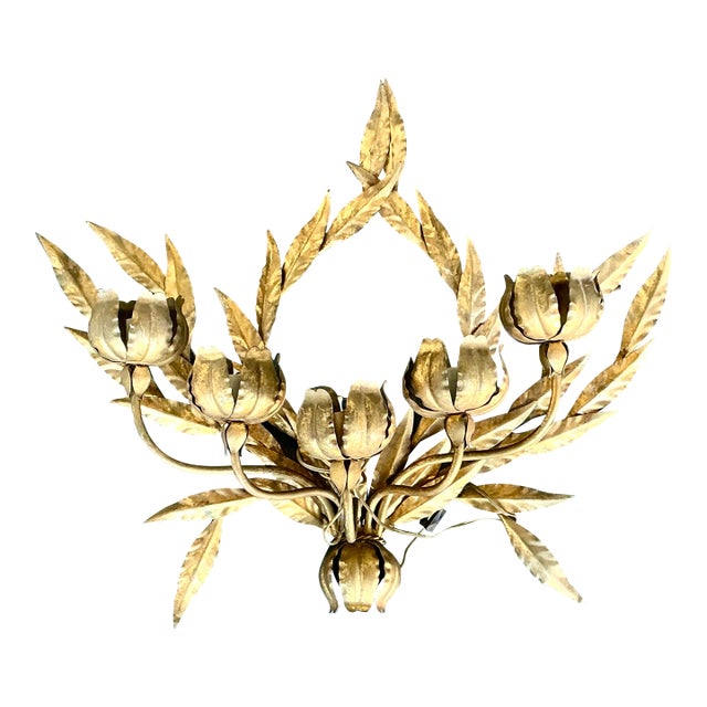 Vintage Regency Laurel Leaf Wall Sconce For Sale