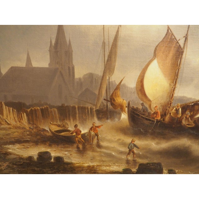 Wood Dramatic 19th Century Maritime Oil on Canvas Painting by Josef Mahorcig, 1880 For Sale - Image 7 of 18