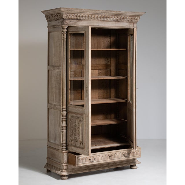 Carved Oak Vitrine Late 19th Century France For Sale - Image 4 of 17