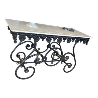 French Patisserie Marble Top Table For Sale