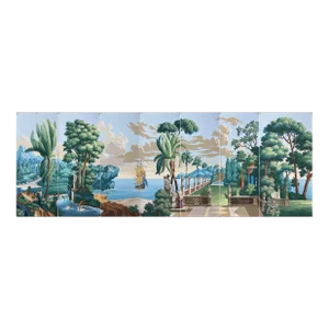 21st Century Italy Panoramic Mural Hand Painted Wallpaper on Scenic Paper 3 Panel - 7 Panels