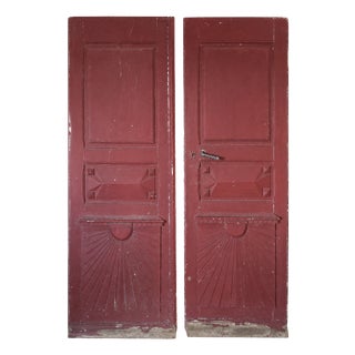 French Architectural Handmade Cherrywood Manoir Doors, 1890s, Set of 2 For Sale