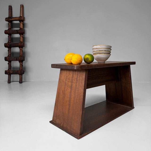 Brown Vintage Wooden Fumidai Step Stool, Japan, 1950s For Sale - Image 8 of 10