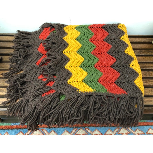 1970s VIntage Hand Crafted Blanket Throw Colors For Sale - Image 5 of 5