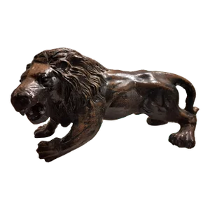 1960s Midcentury Bronze Lion Sculpture Vintage