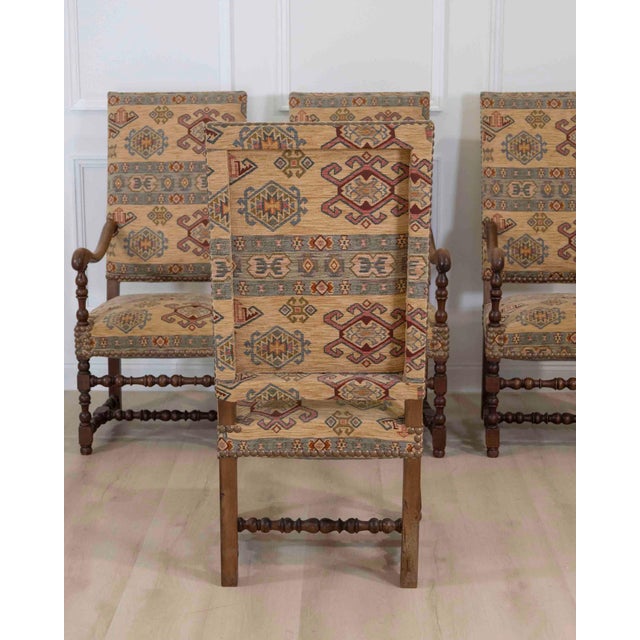 Set of Four French 20th Century Louis XIII Style Armchairs For Sale - Image 9 of 10