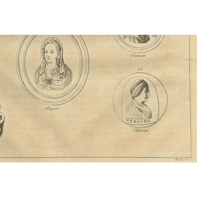 After Bernard de Montfaucon, Vesta and Vestal Virgins, Roman Statues and Coins, 1721, Engraving For Sale - Image 6 of 10