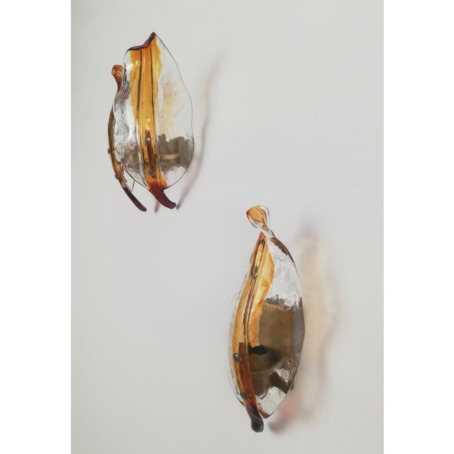 Leaf-Shaped Murano Glass Sconces from La Murrina, Italy, 1970s, Set of 3 For Sale - Image 4 of 18