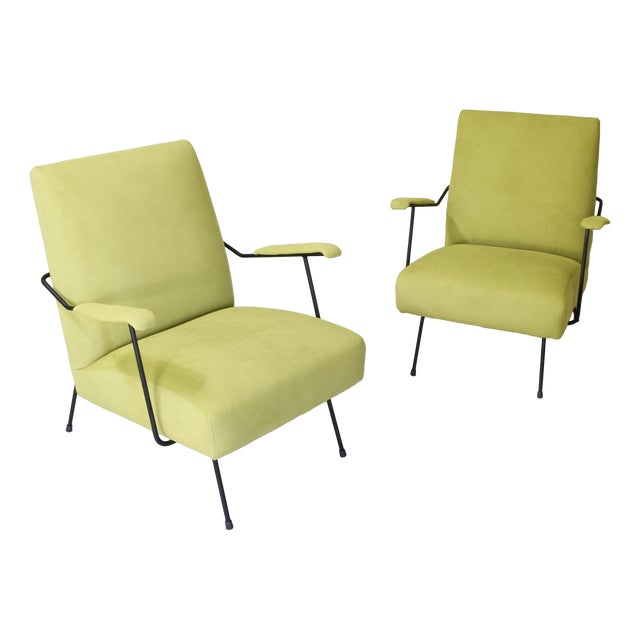 Slipper Chairs in Tubular Metal by Mario Franchioni for Framar, 1950s, Set of 2 For Sale