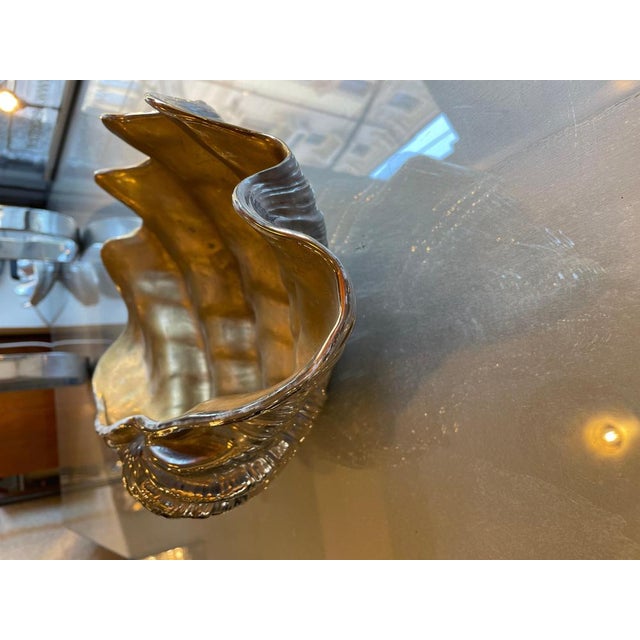 1970s White and Gold Glazed Ceramic Shell, 1970s For Sale - Image 5 of 10