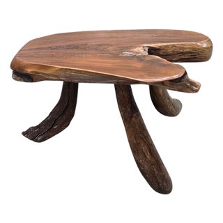 Vintage Live Edge Wood Slab Table For Sale