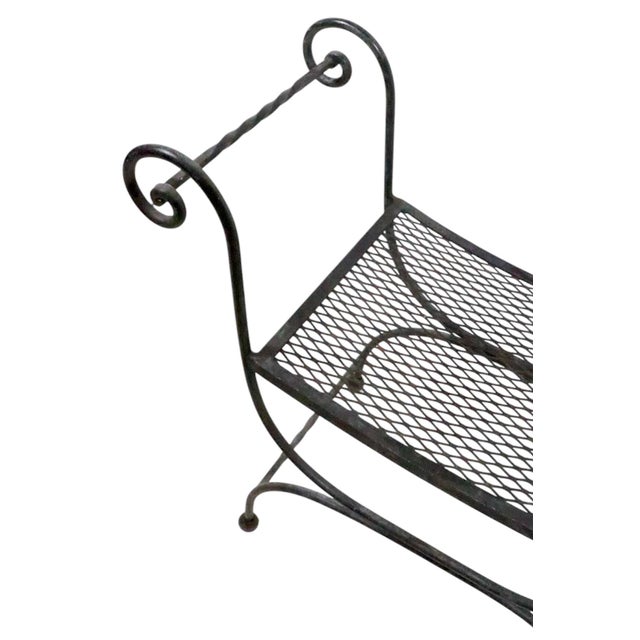 Mid 20th Century Hollywood Regency Wrought Iron Saddle Seat Bench For Sale - Image 10 of 13