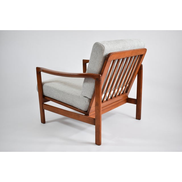 Scandinavian Grey Teak Armchair, 1960s For Sale - Image 3 of 12