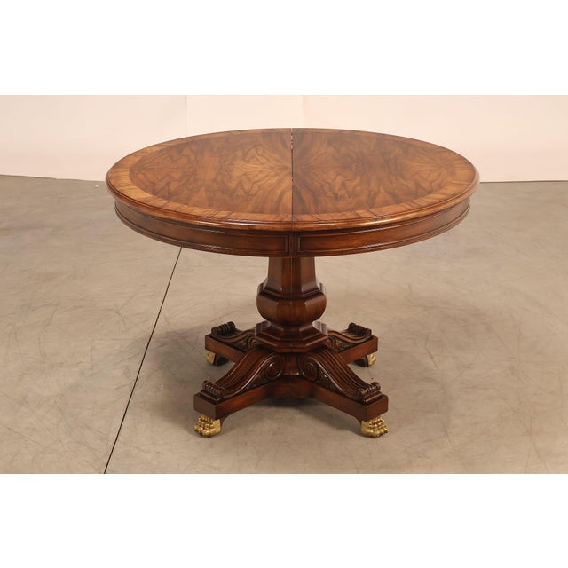 Karges Walnut Round Extendable Dining Table With Three Leaves For Sale - Image 18 of 18