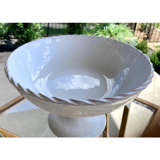 2010s Early 21st-Century Italian Pedestal Stoneware Compote by Pottery Barn For Sale - Image 5 of 13