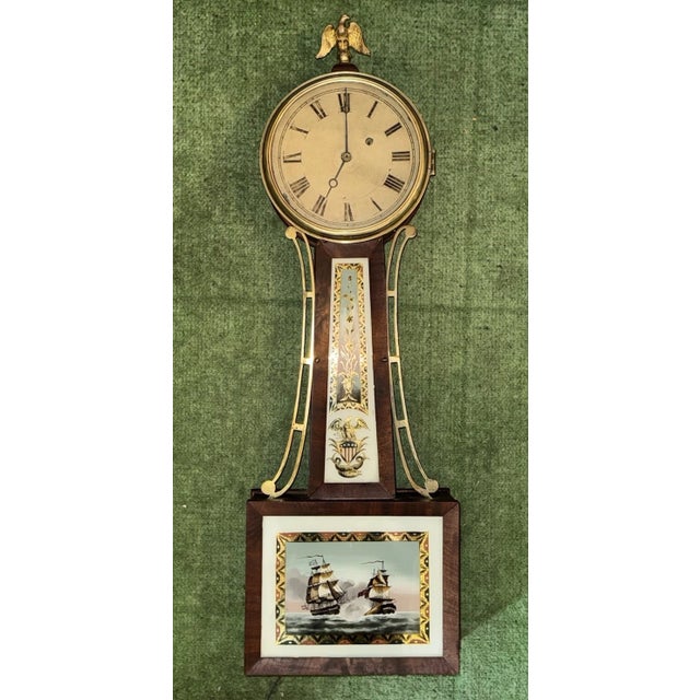 Early 19th Century Massachusetts Banjo Wall Clock by Horace Tifft For Sale - Image 9 of 12