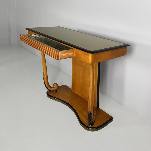 Italian Art Deco Console in Wood and Glass, 1930s For Sale - Image 4 of 16