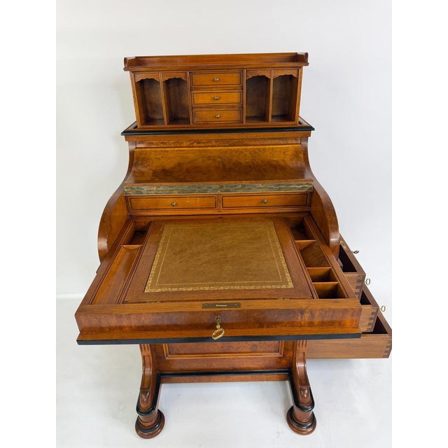 Victorian English Davenport Burl Wood Desk with Secret Compartment For Sale - Image 9 of 10