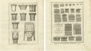 Architectural Studies of Egyptian Capitals and Friezes, 1776, Paper, Set of 2