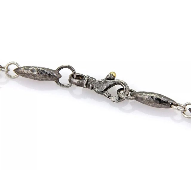 Gurhan Orb Hammered Sterling Silver & 24k Gold Lentil Link Long Necklace For Sale - Image 4 of 5