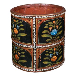 Vintage Storage Bin, English, Handpainted, Waste Paper Basket, Mid Century, 1960 For Sale