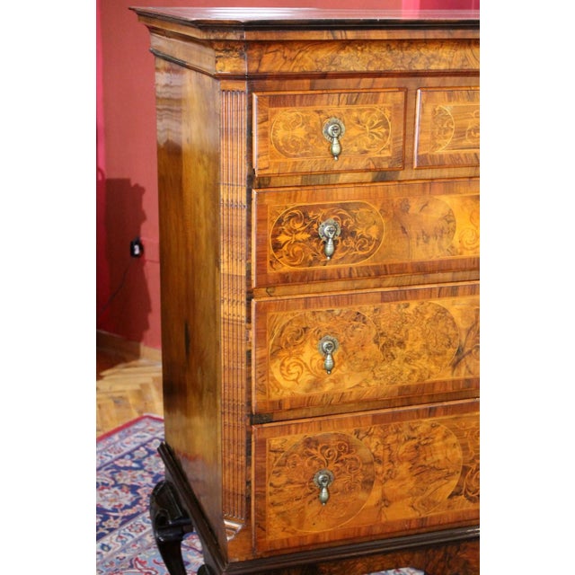 George II Burl Walnut and Marquetry Hightboard, 1890s For Sale - Image 15 of 18