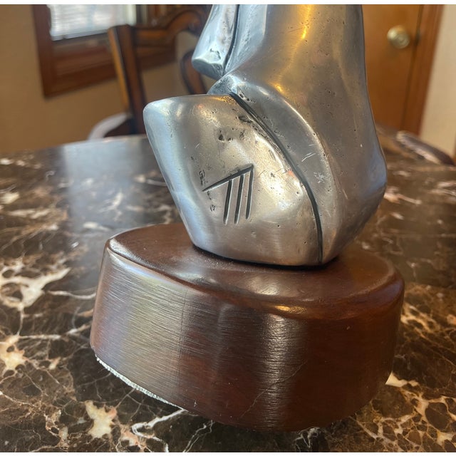 1990s Pewter Sculpture of Seated Woman in Her Wrap For Sale - Image 5 of 5