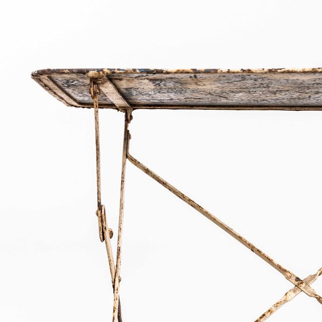 Vintage French White Rectangular Metal Folding Dining Table, 1950s For Sale - Image 6 of 10