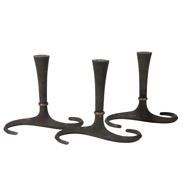 Metal Set of Three Mid Century Danish Modern Candlesticks Quistgaard for Dansk 1960's For Sale - Image 7 of 10