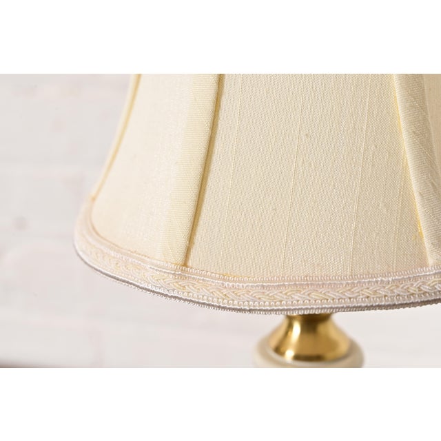 Metal Lenox Lighting by Quoizel Hollywood Regency Porcelain and Brass Table Lamps, Pair For Sale - Image 7 of 13